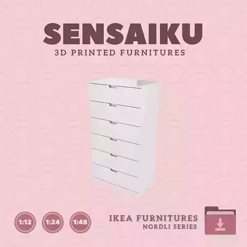 NORDLI 6-Drawer Chest V1 for Mini Dollhouse - IKEA 3D Print