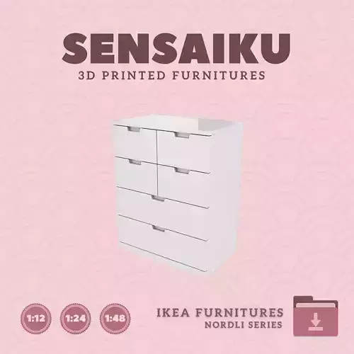 NORDLI 6-Drawer Chest V2 for Mini Dollhouse - IKEA 3D Print