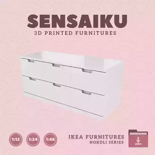 NORDLI 6-Drawer Chest V3 for Miniature Dollhouse - IKEA 3D Print