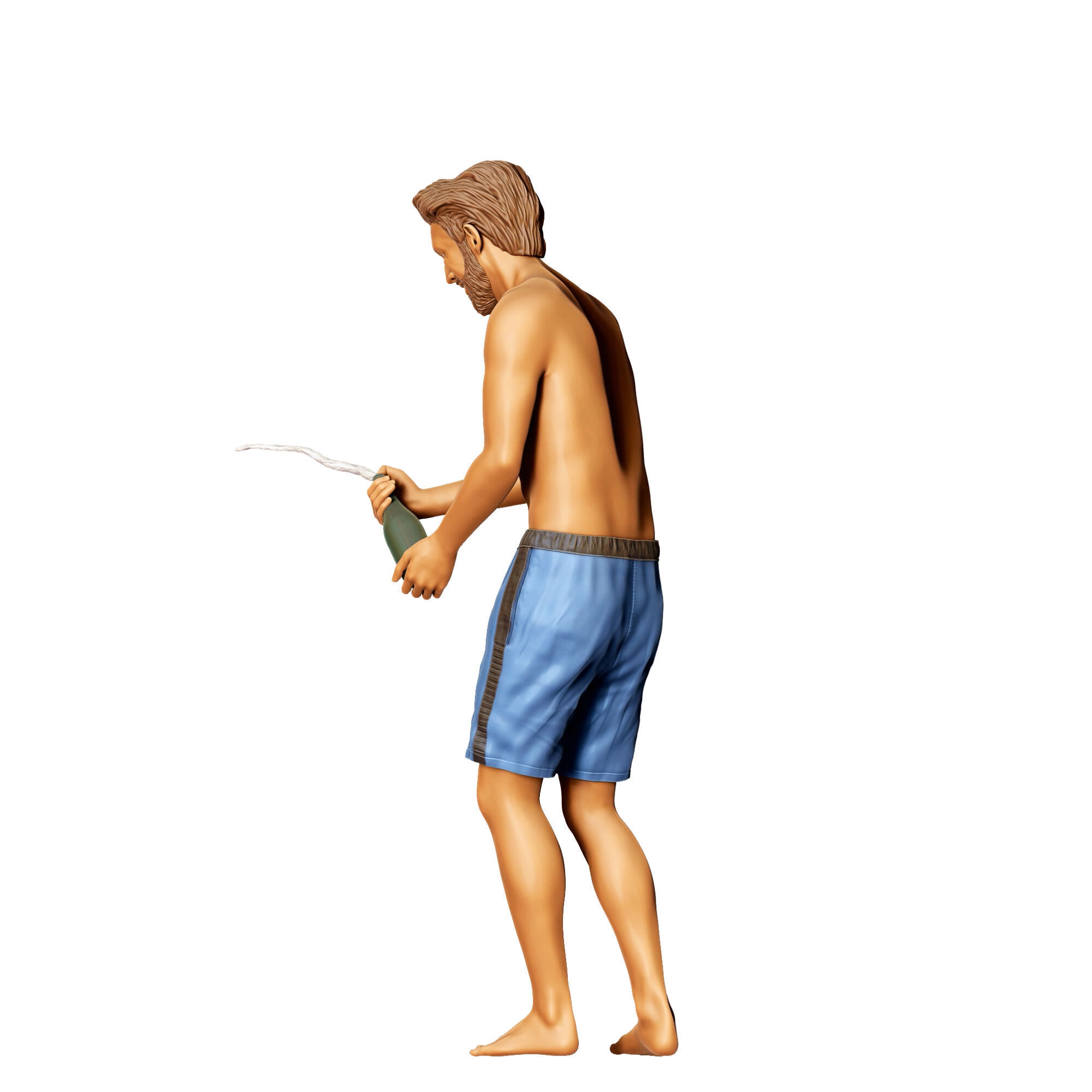 N3 pool Party man opens Champagne bottle 3D print model_10