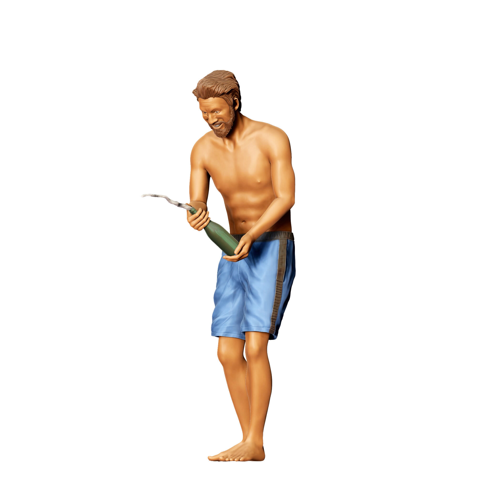 N3 pool Party man opens Champagne bottle 3D print model_14