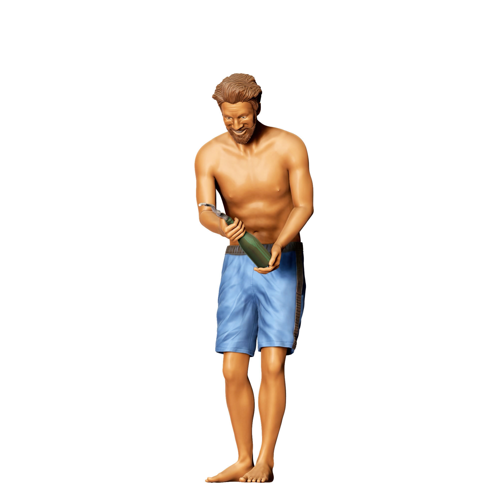 N3 pool Party man opens Champagne bottle 3D print model_15