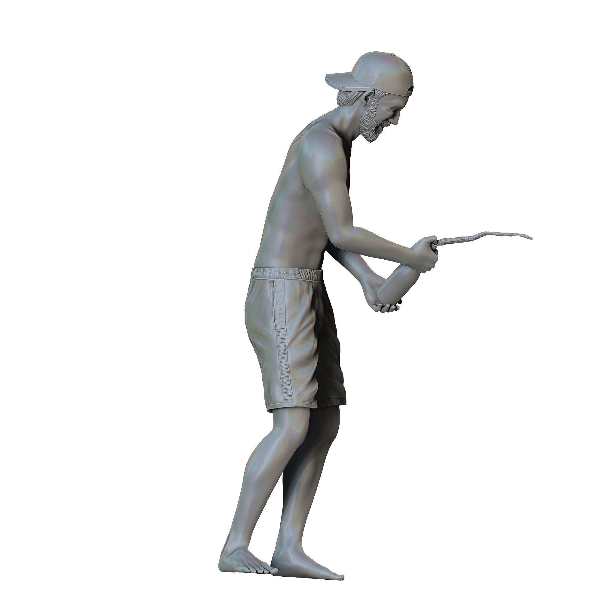 N3 pool Party man opens Champagne bottle 3D print model_18