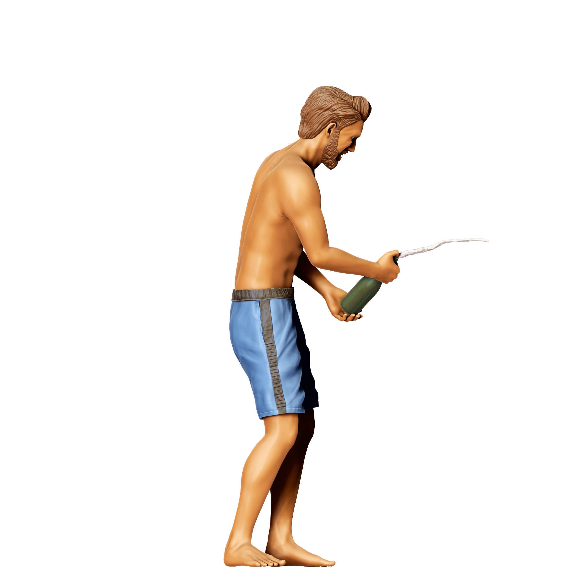 N3 pool Party man opens Champagne bottle 3D print model_3