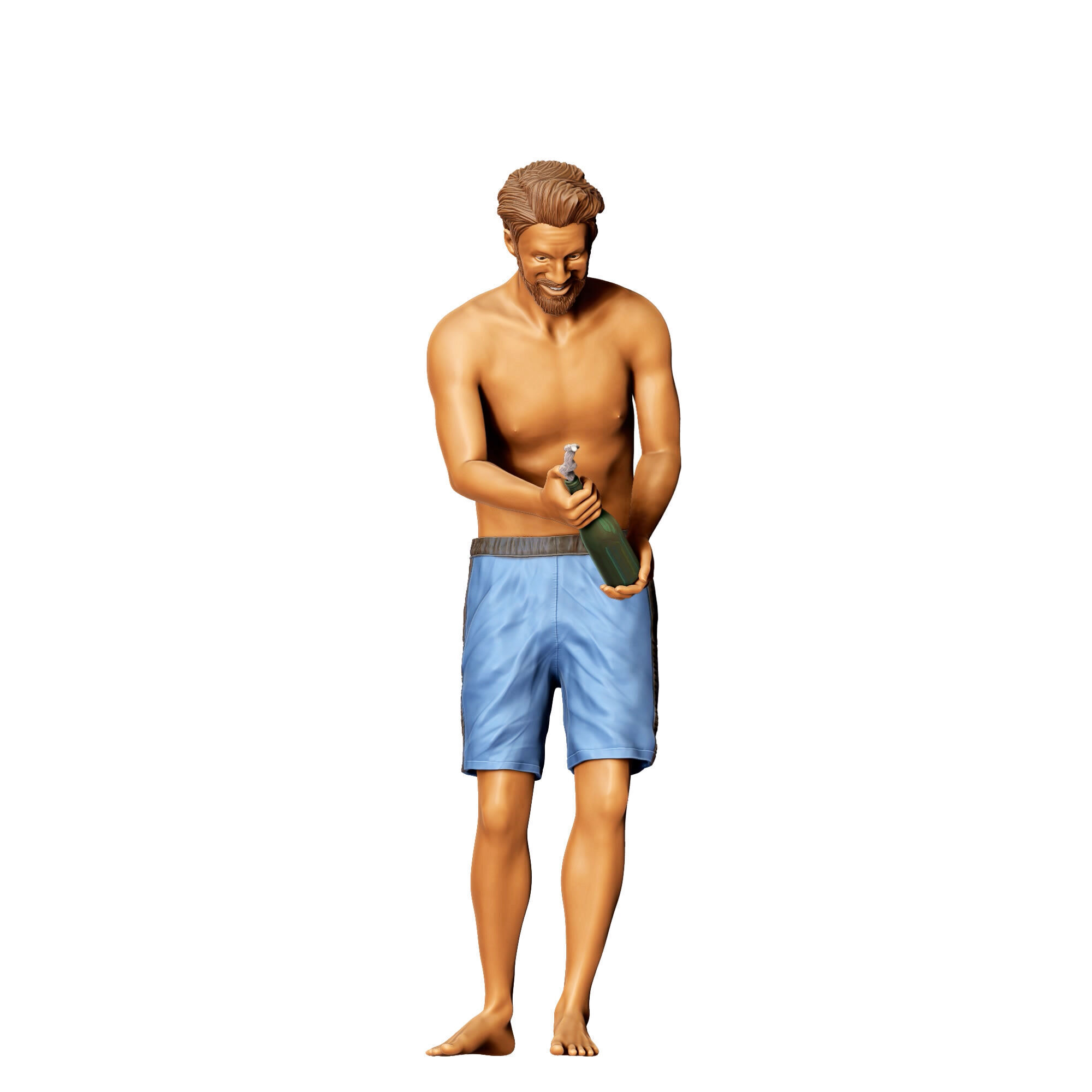 N3 pool Party man opens Champagne bottle 3D print model_16