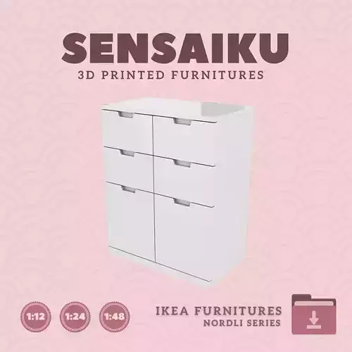 NORDLI 6-Drawer Chest V4 for Miniature Dollhouse - IKEA 3D Print