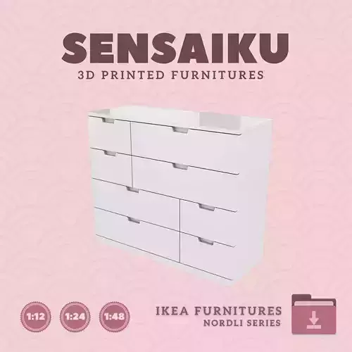 NORDLI 8-Drawer Chest V2 for Mini Dollhouse - IKEA 3D Print