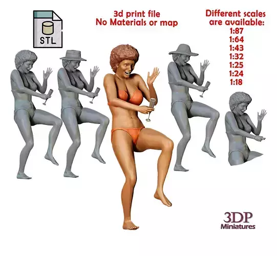 N4 pool Party woman Drinking 3D print model