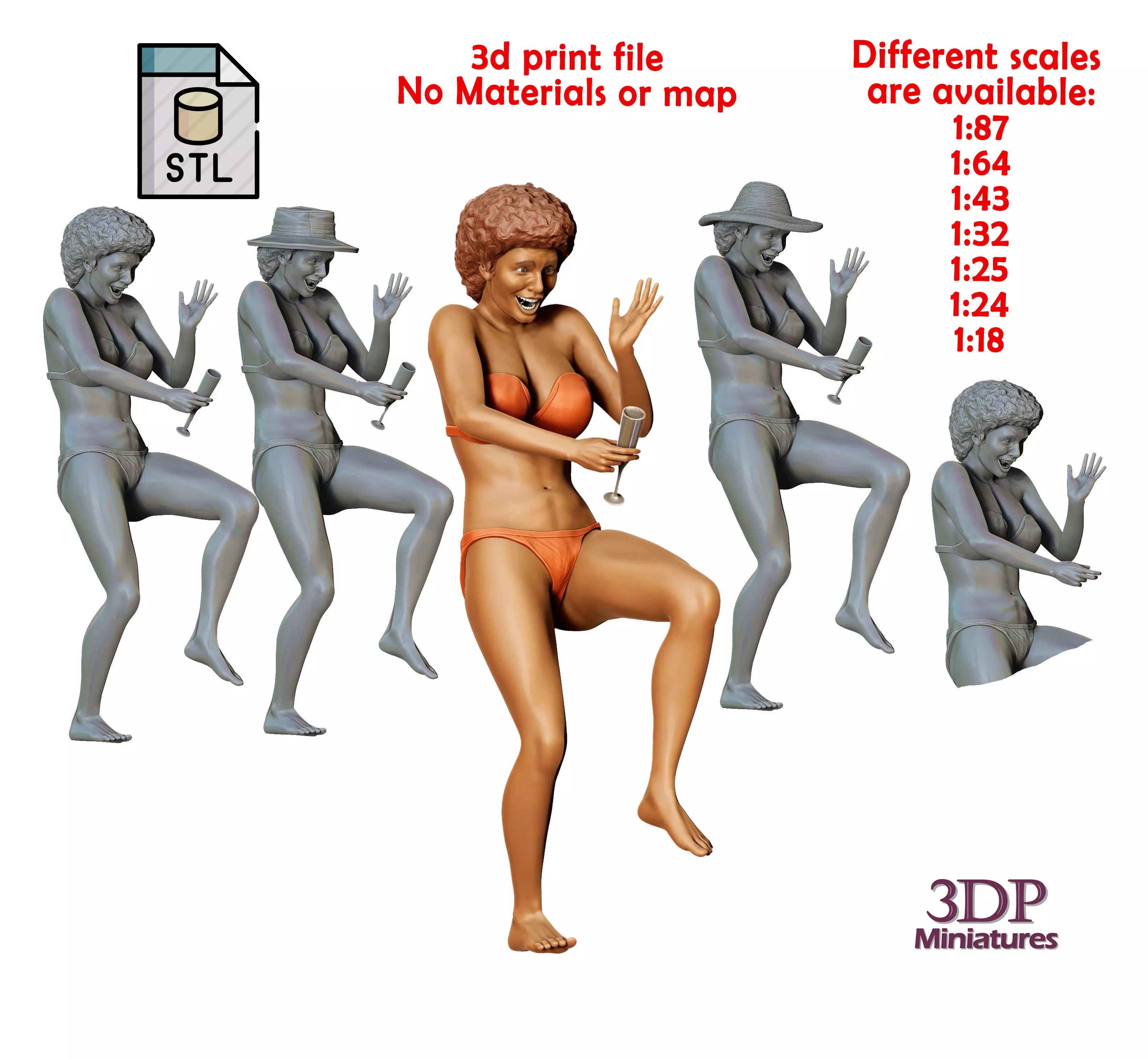 N4 pool Party woman Drinking 3D print model_0