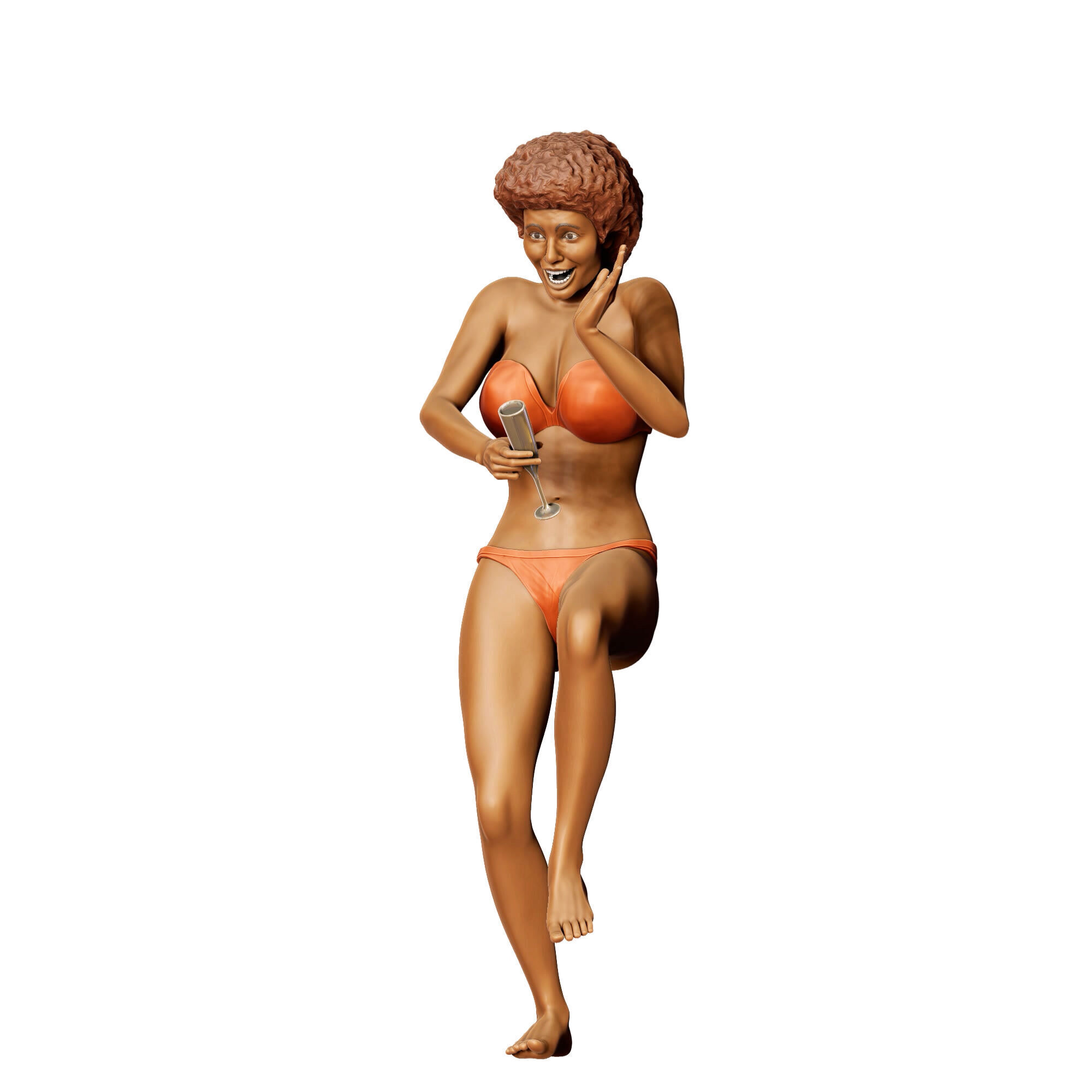 N4 pool Party woman Drinking 3D print model_23