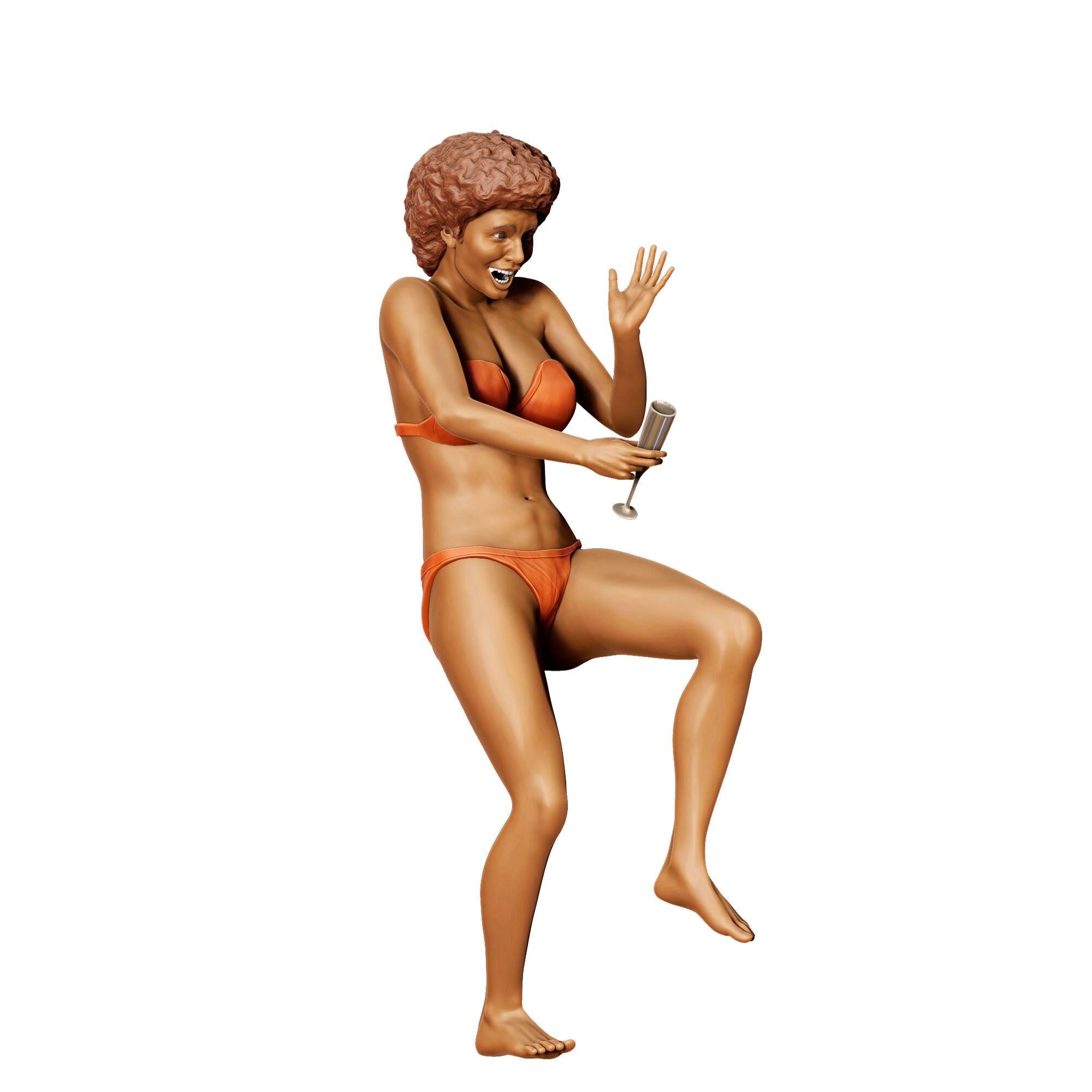 N4 pool Party woman Drinking 3D print model_3