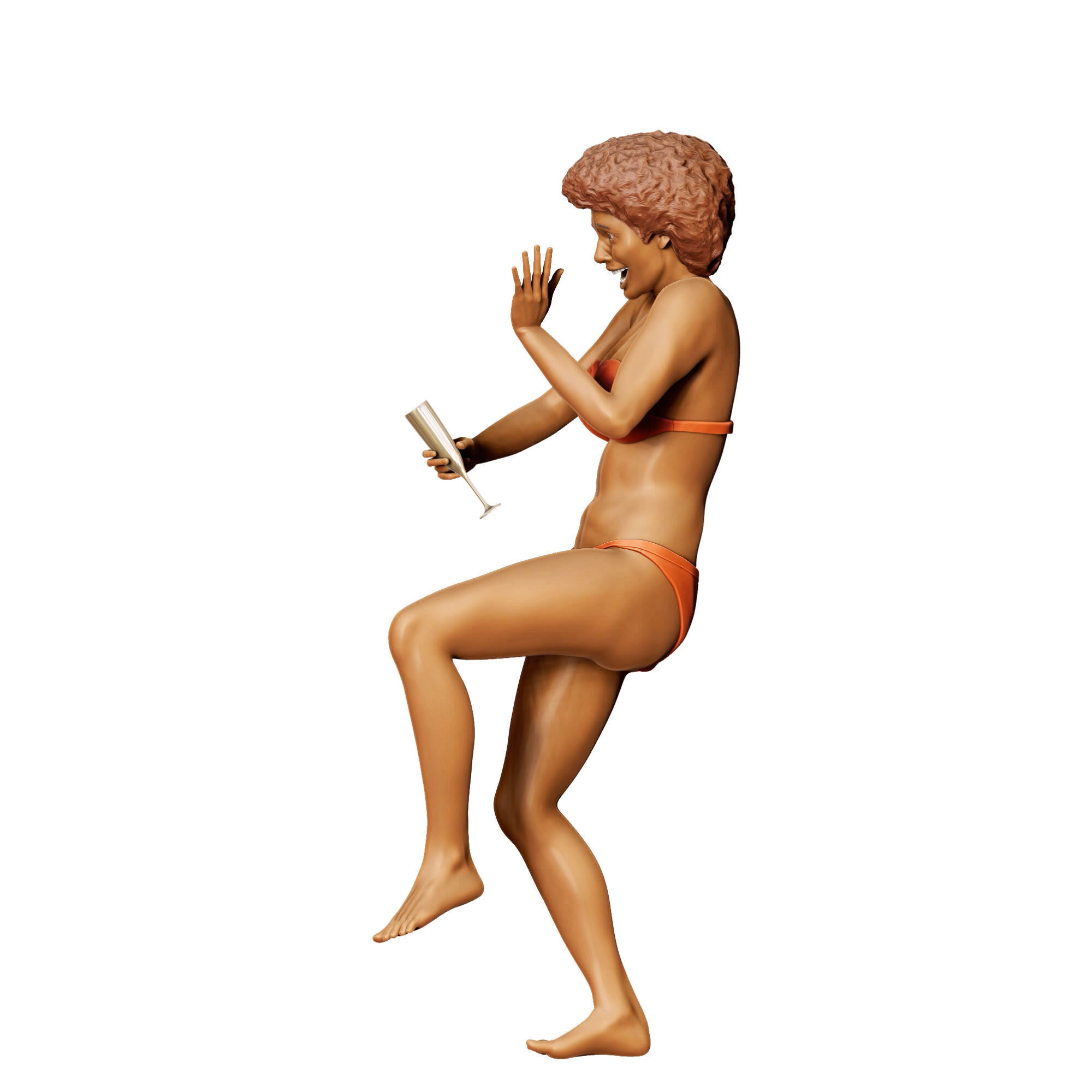 N4 pool Party woman Drinking 3D print model_19