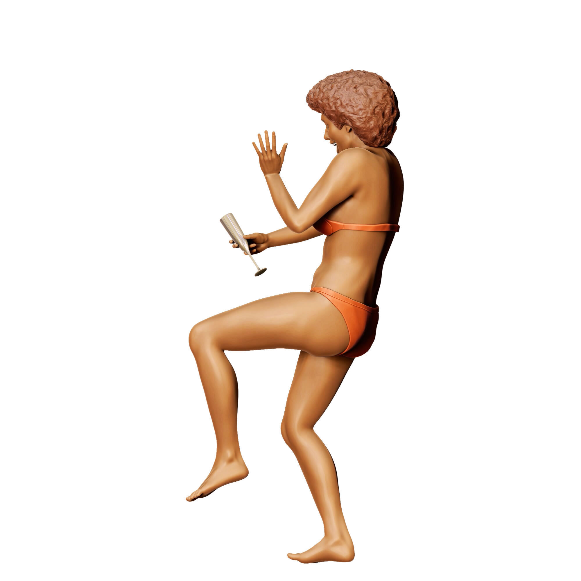 N4 pool Party woman Drinking 3D print model_17