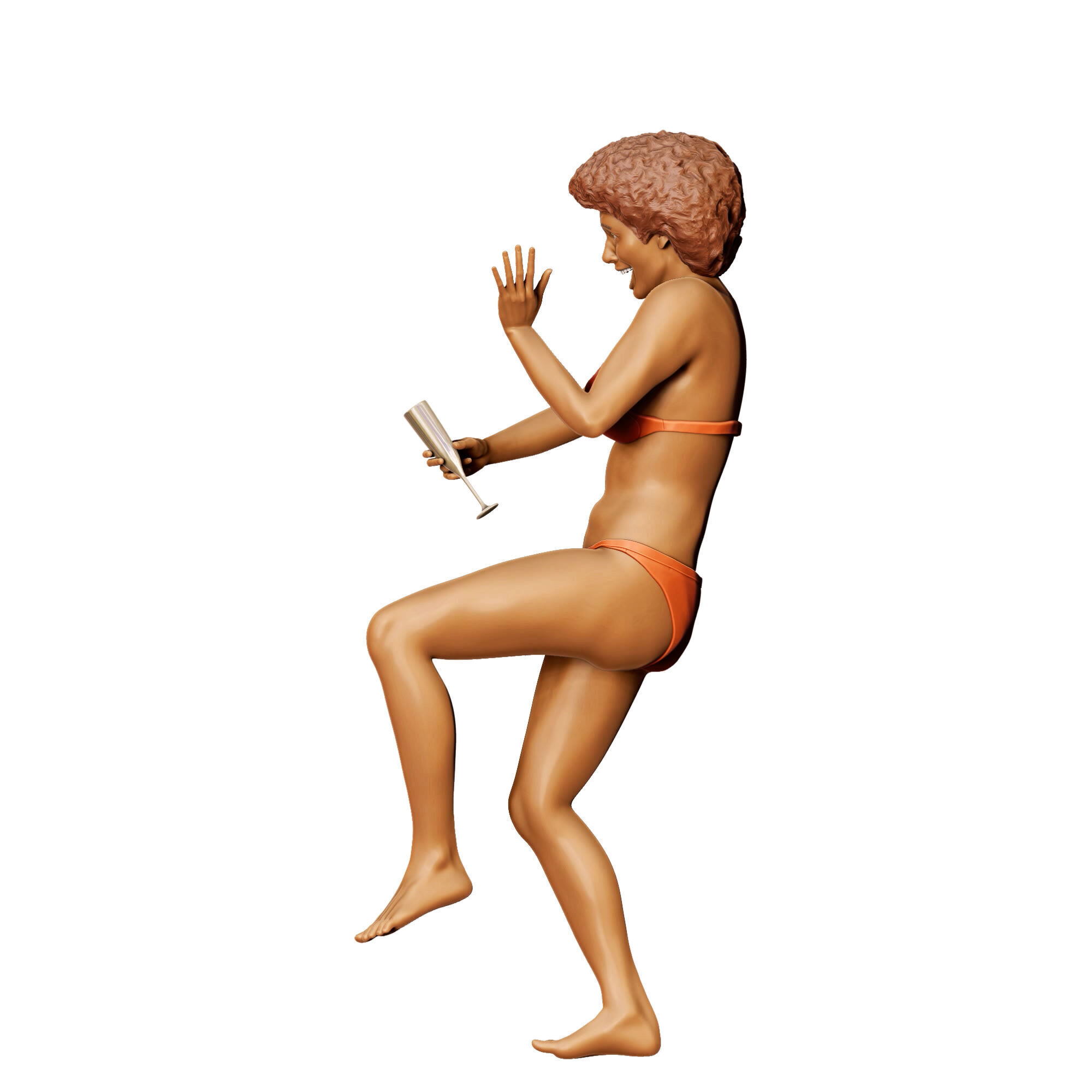 N4 pool Party woman Drinking 3D print model_18