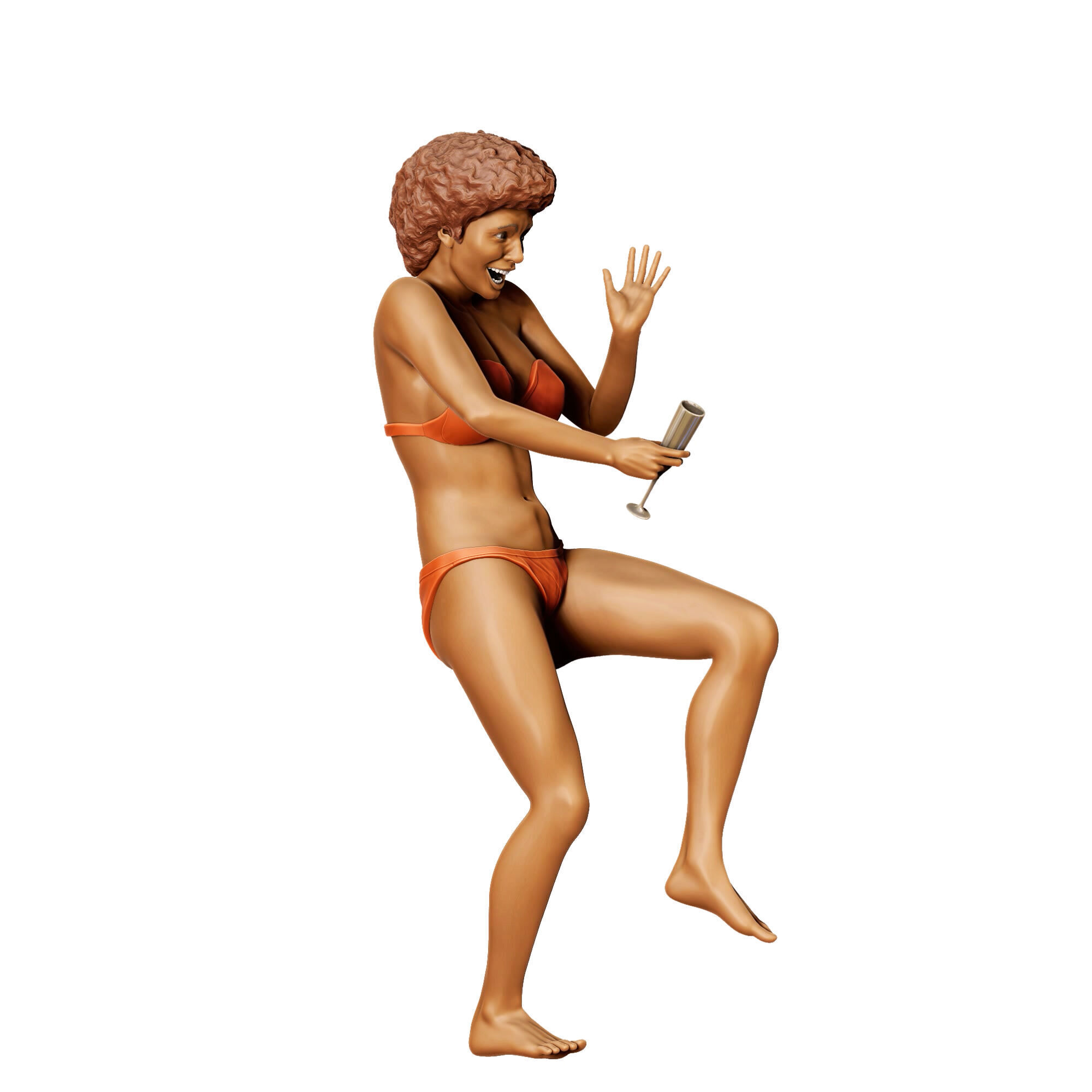 N4 pool Party woman Drinking 3D print model_4