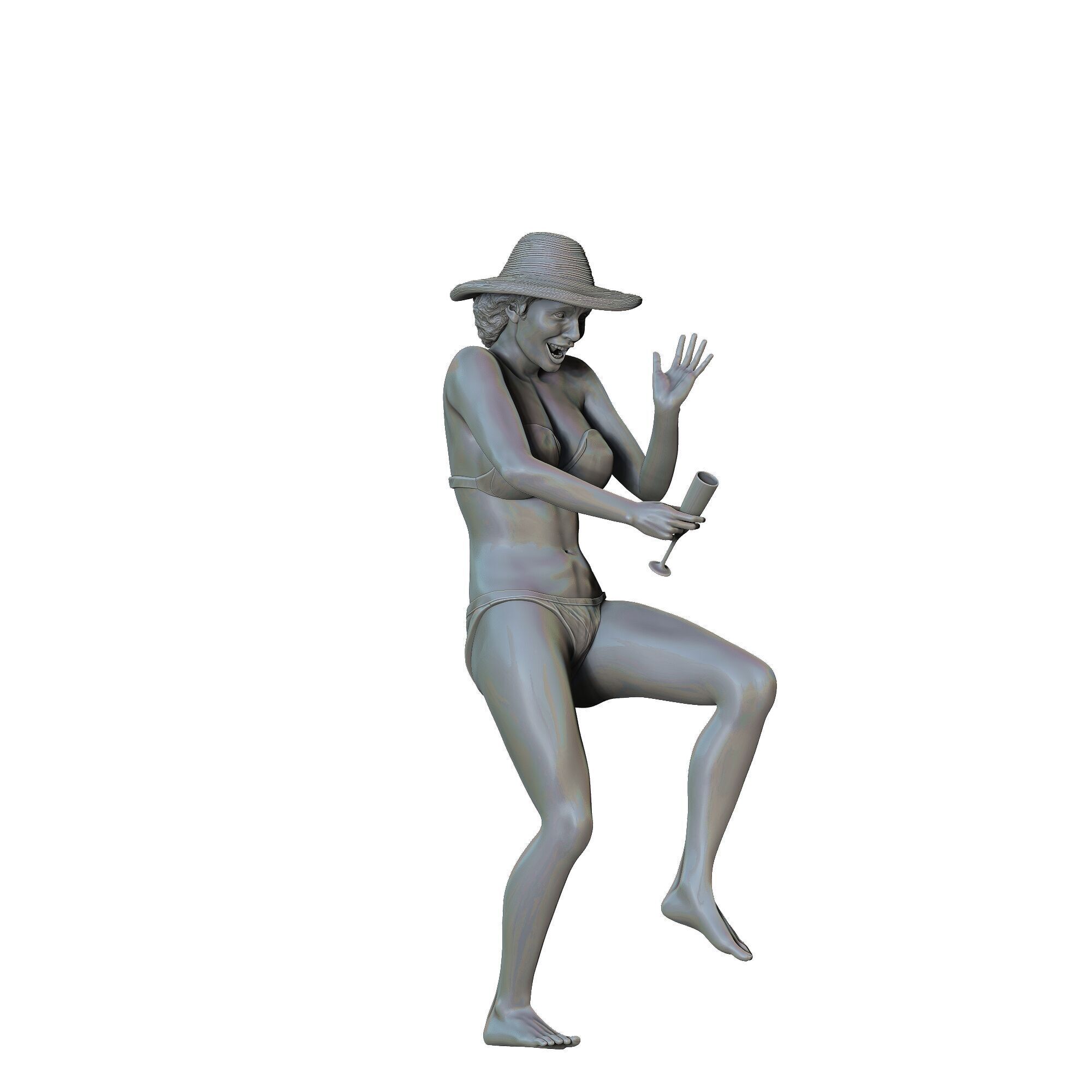 N4 pool Party woman Drinking 3D print model_26