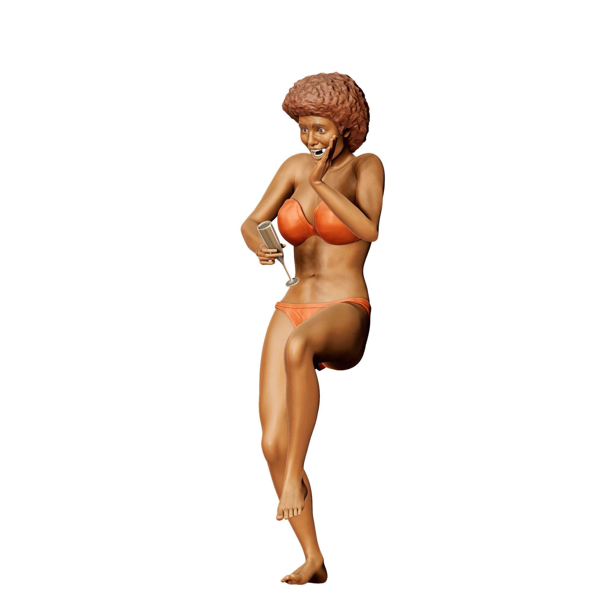 N4 pool Party woman Drinking 3D print model_22