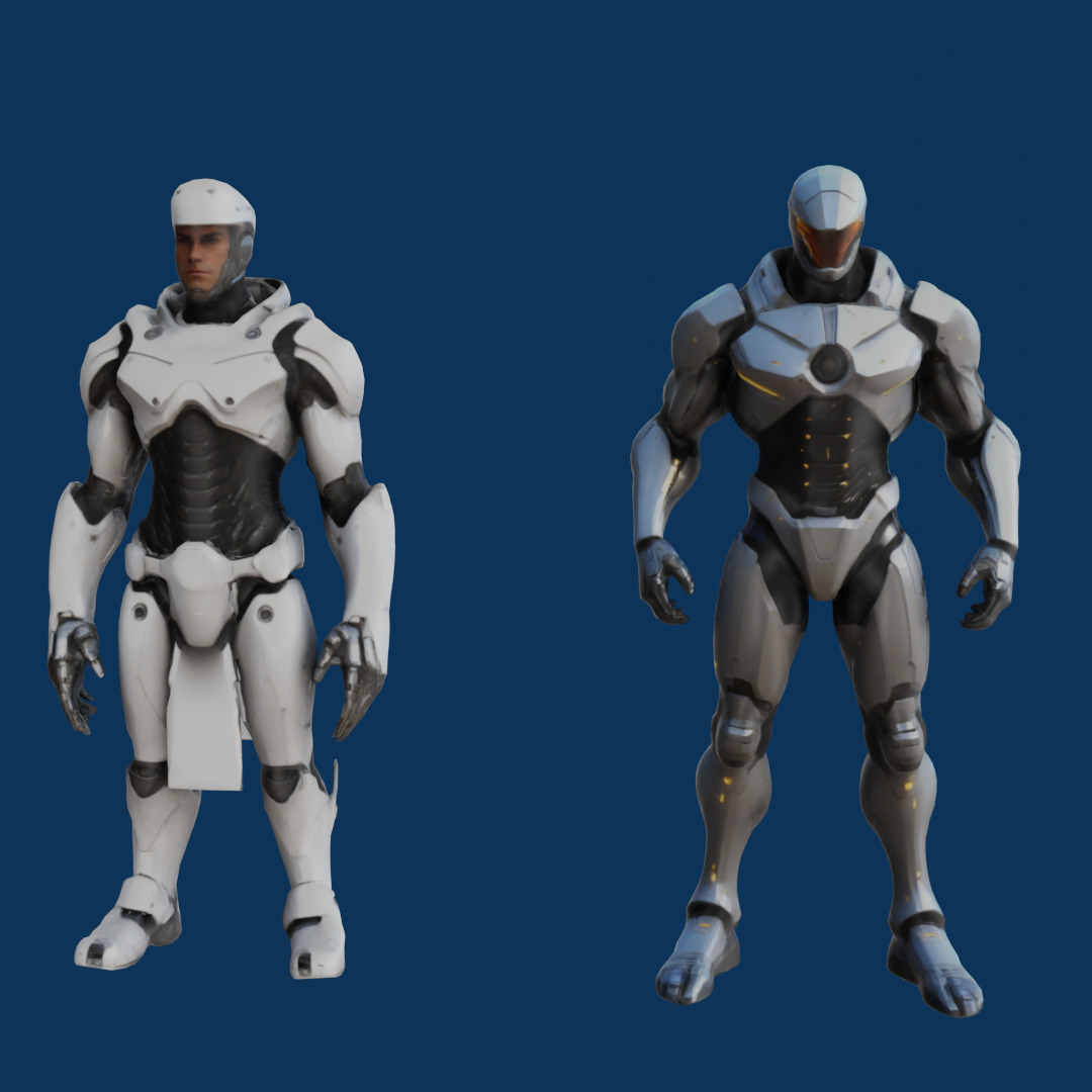 Sci Fi Characters and Weapons Low Poly Game Ready Asset Pack Low-poly 3D model_21