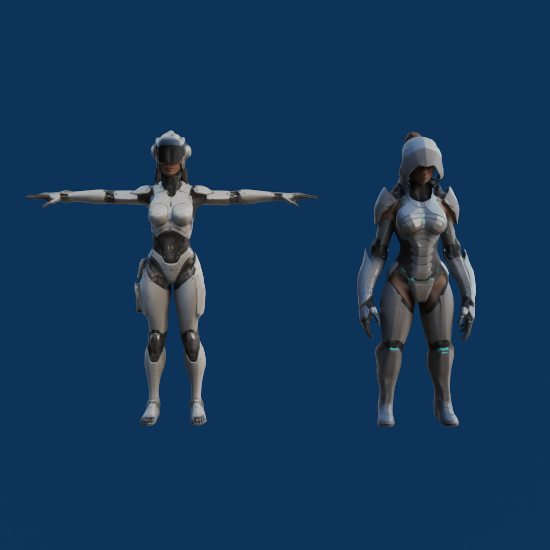 Sci Fi Characters and Weapons Low Poly Game Ready Asset Pack Low-poly 3D model_22