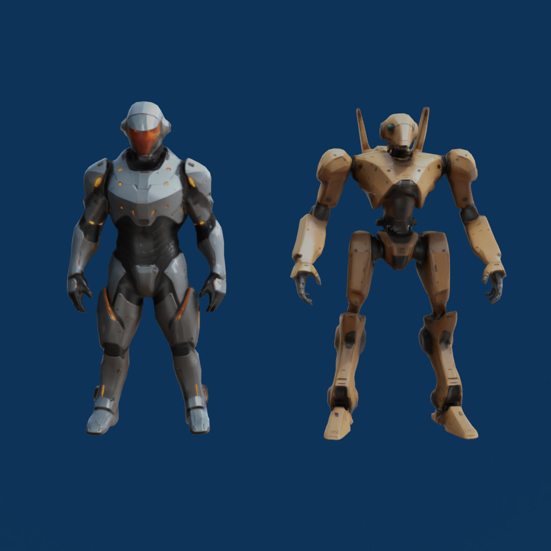 Sci Fi Characters and Weapons Low Poly Game Ready Asset Pack Low-poly 3D model_19