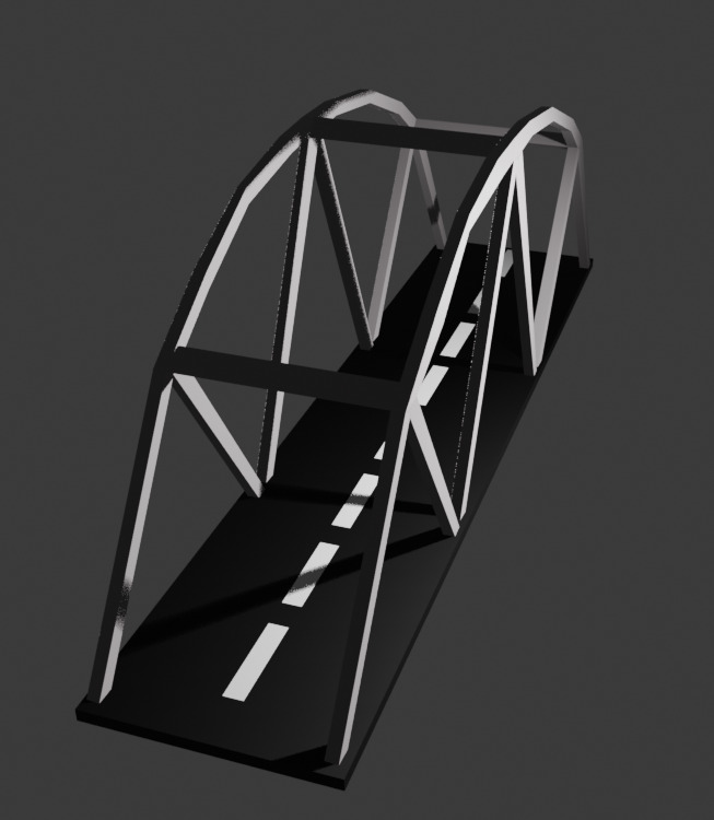 Arched Metal Bridge Low-poly 3D model_6