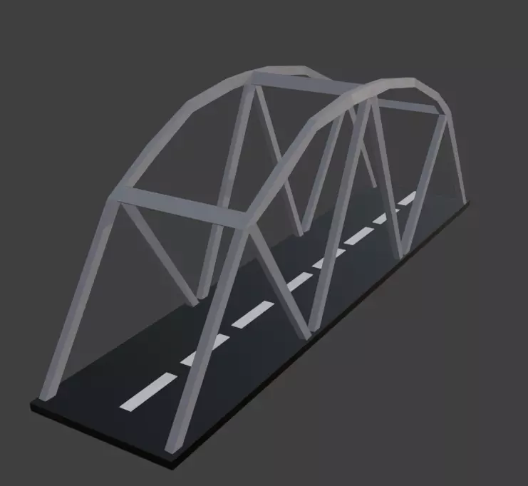 Arched Metal Bridge Low-poly 3D model_0