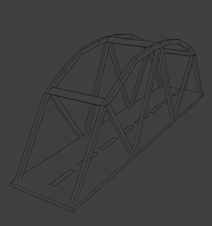 Arched Metal Bridge Low-poly 3D model_5