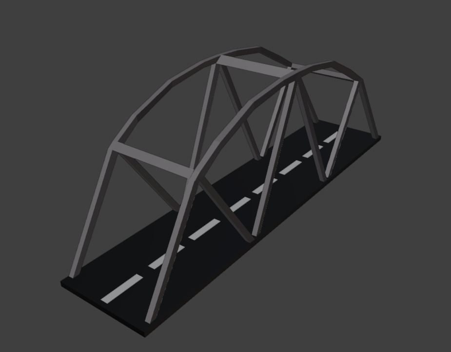 Arched Metal Bridge Low-poly 3D model_4