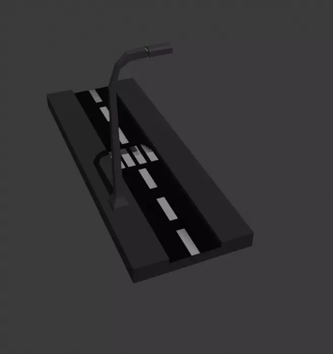 Road with Crossing Low-poly 3D model_0