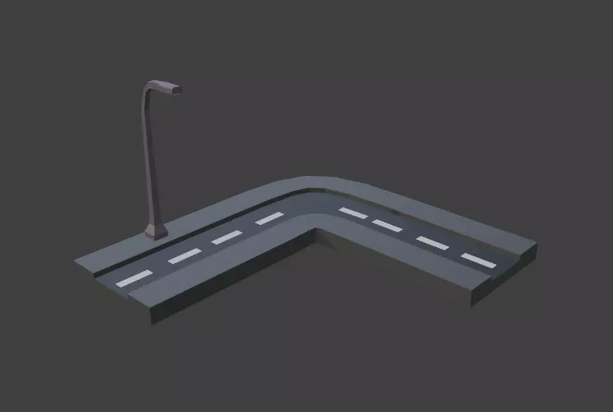 road to the right Low-poly 3D model_0