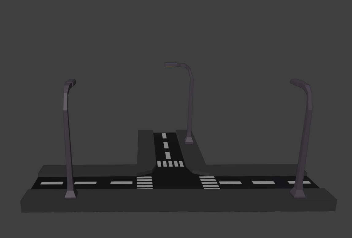 ROAD INTERCONNECTED WITH POST Low-poly 3D model_2