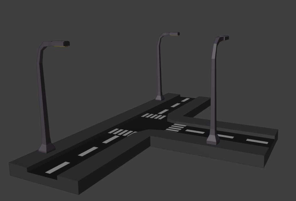 ROAD INTERCONNECTED WITH POST Low-poly 3D model_3