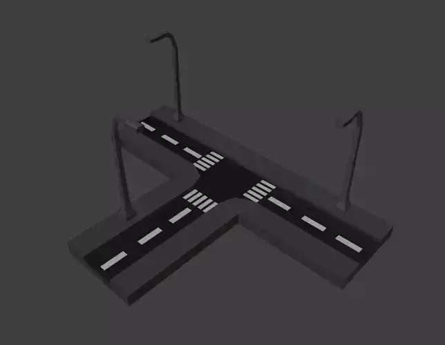 ROAD INTERCONNECTED WITH POST Low-poly 3D model