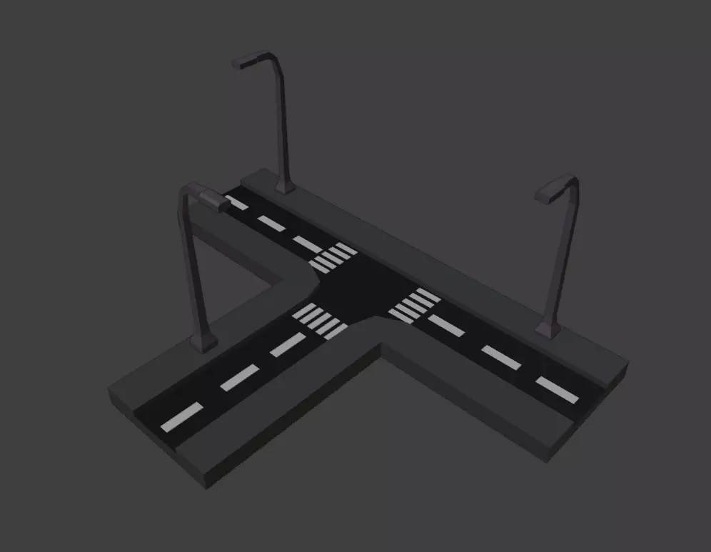 ROAD INTERCONNECTED WITH POST Low-poly 3D model_0