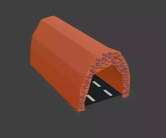 road with tunnel Low-poly 3D model