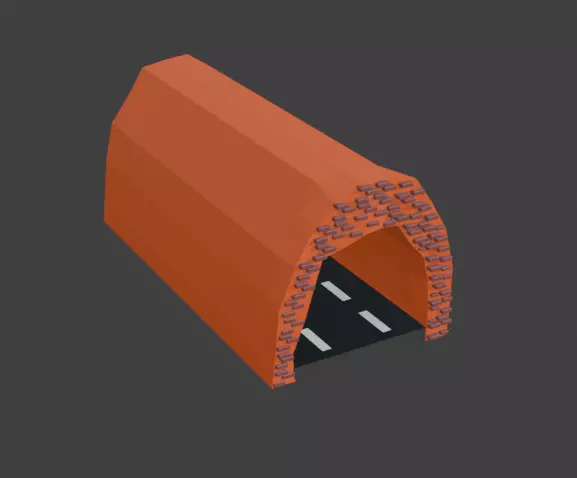 road with tunnel Low-poly 3D model_0