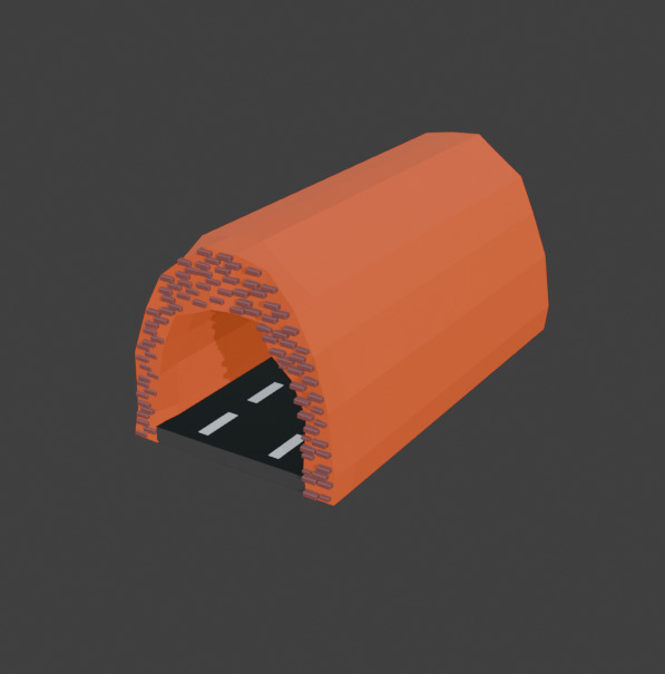 road with tunnel Low-poly 3D model_5