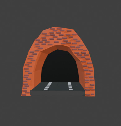 road with tunnel Low-poly 3D model_2