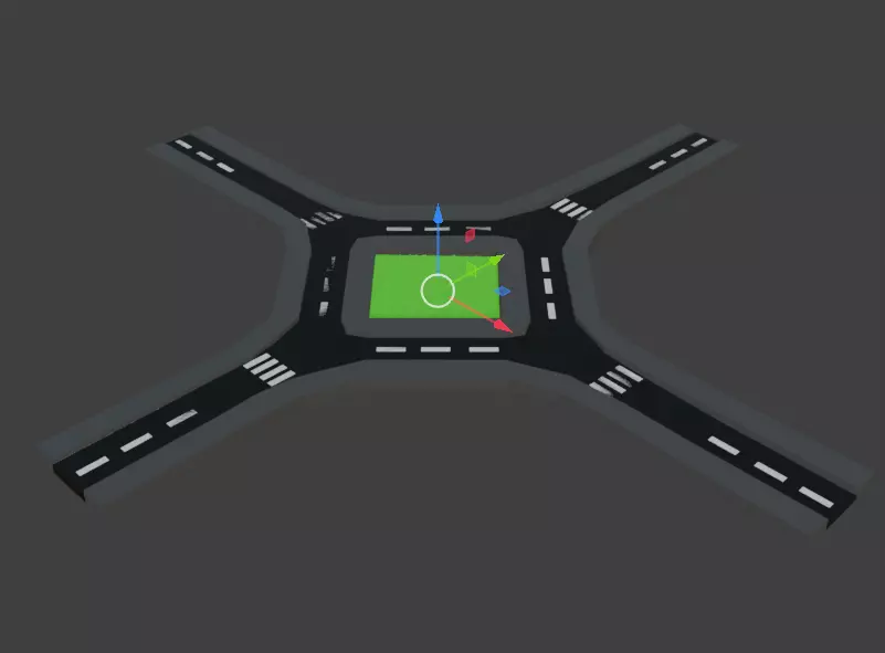 ROAD WITH ROUNDABOUT Low-poly 3D model_0