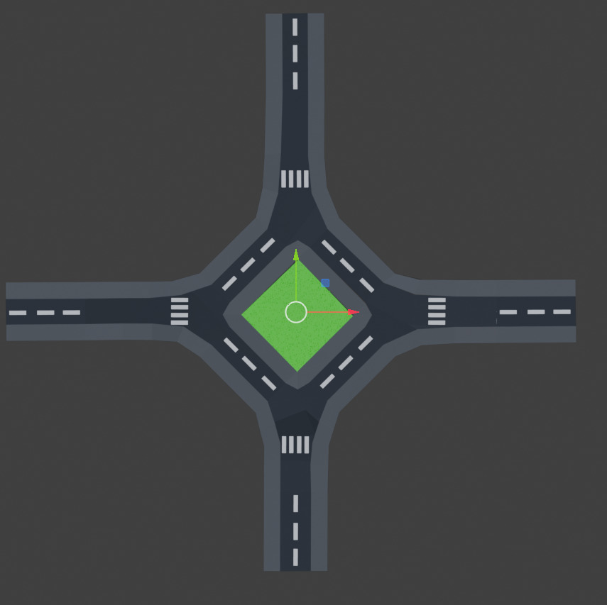ROAD WITH ROUNDABOUT Low-poly 3D model_3