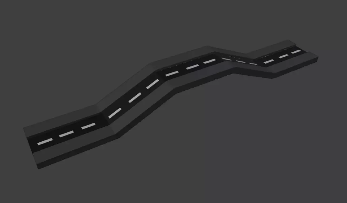 road with elevation Low-poly 3D model_0