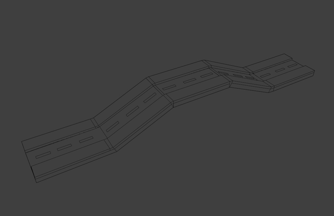 road with elevation Low-poly 3D model_1