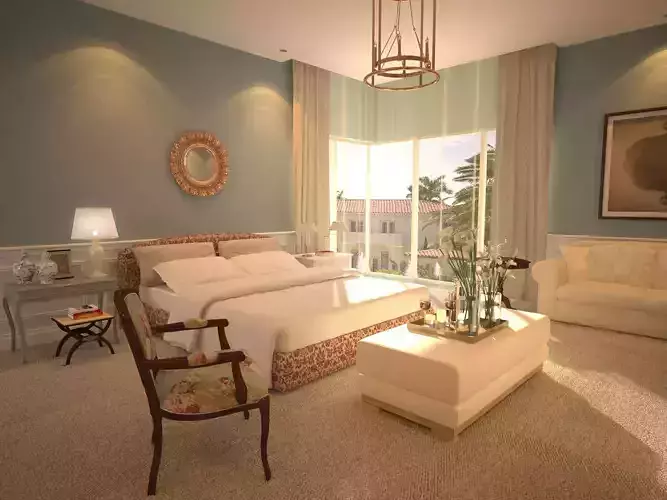 Elegant Classic Bedroom 3D Model