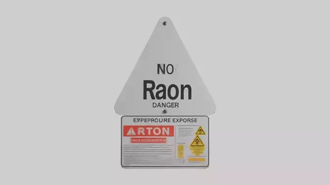 Radon Exposure Risk Danger Sign model Low-poly 3D model