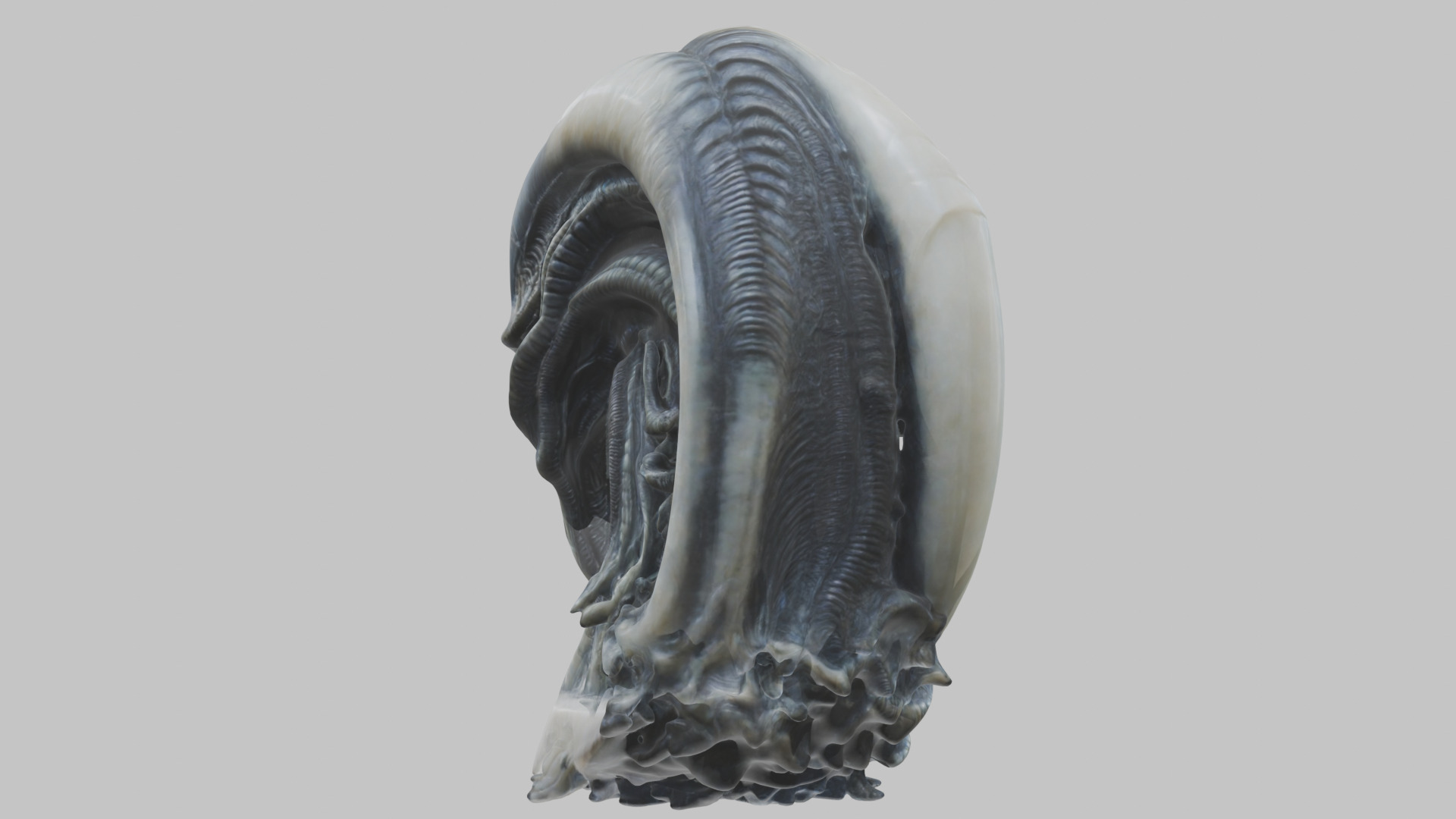HR Giger Alien Bust  Xenomorph Creature Low-poly 3D model_8