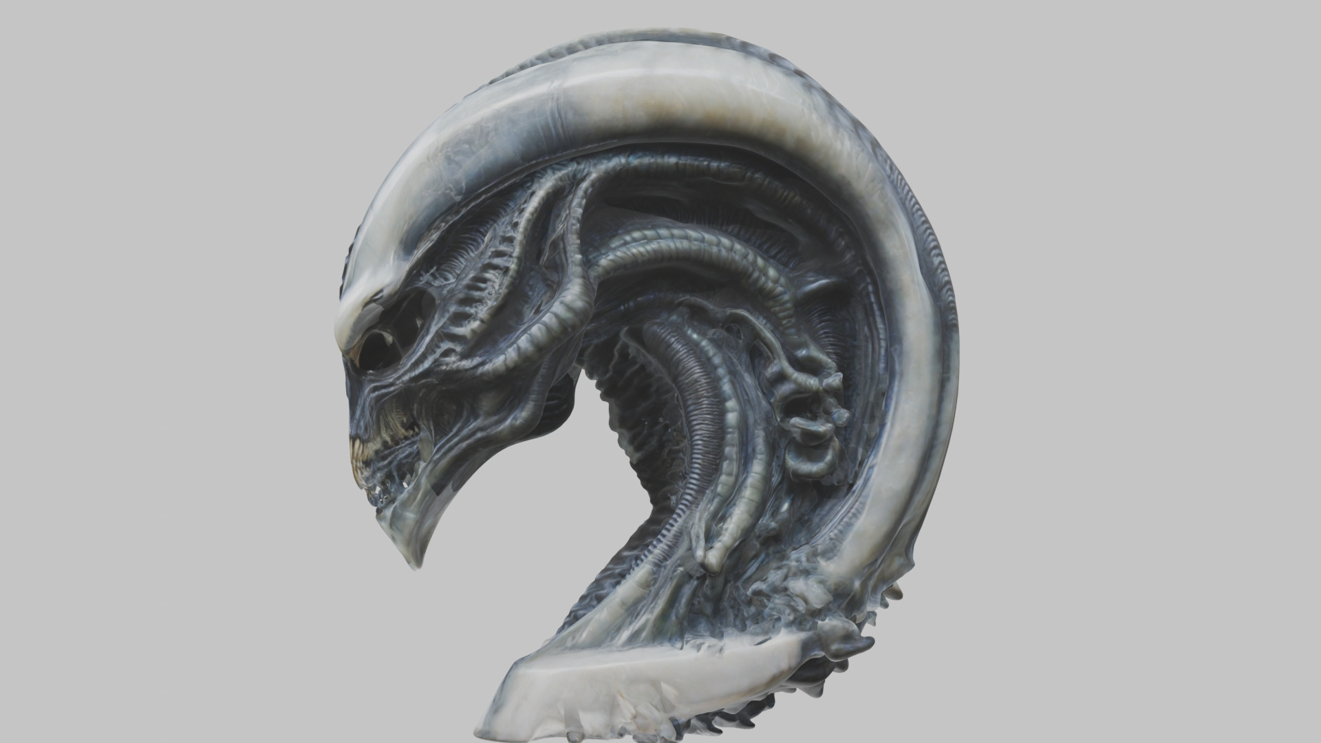 HR Giger Alien Bust  Xenomorph Creature Low-poly 3D model_11