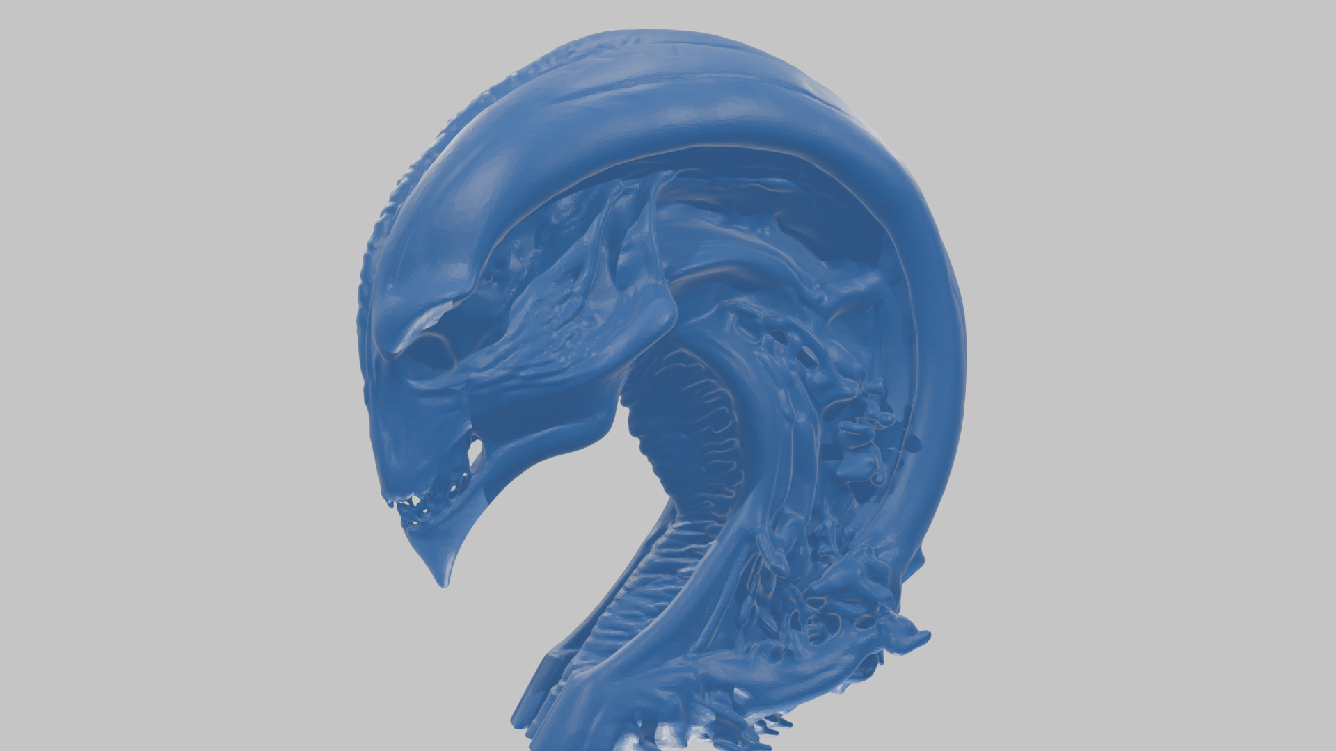 HR Giger Alien Bust  Xenomorph Creature Low-poly 3D model_76