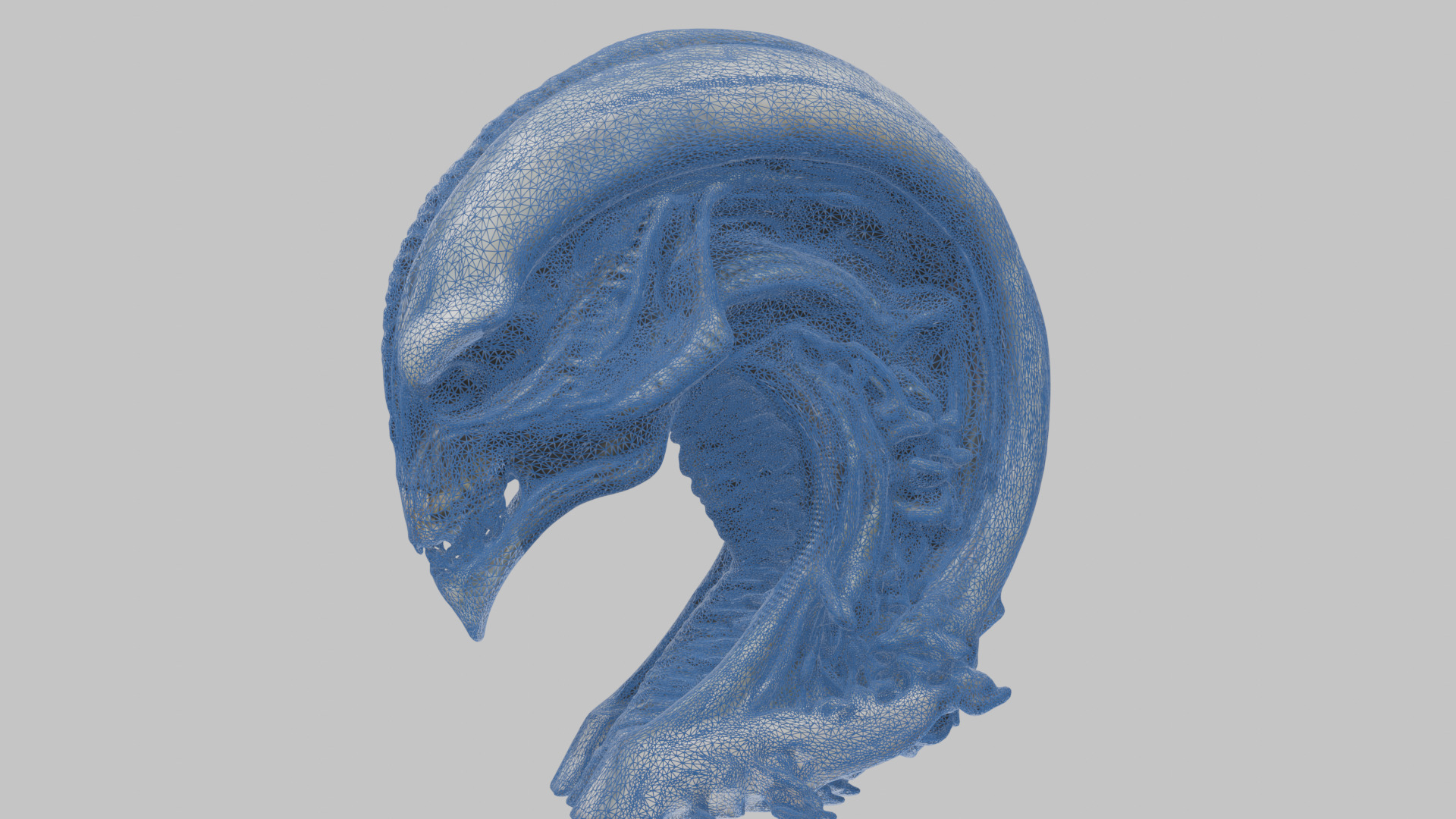 HR Giger Alien Bust  Xenomorph Creature Low-poly 3D model_28