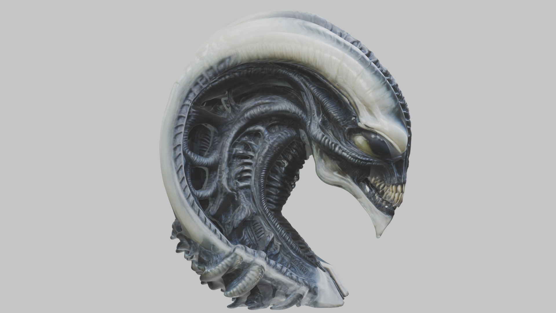 HR Giger Alien Bust  Xenomorph Creature Low-poly 3D model_3