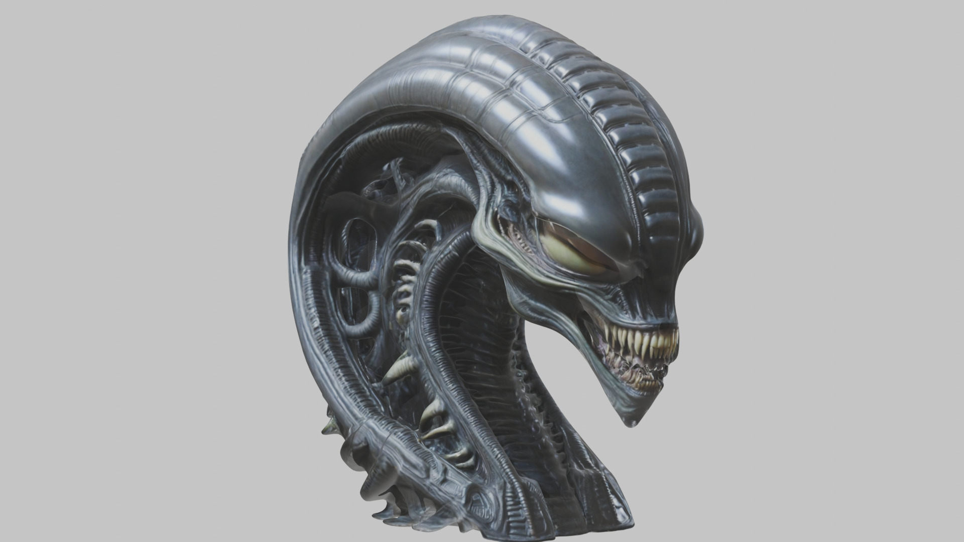 HR Giger Alien Bust  Xenomorph Creature Low-poly 3D model_49